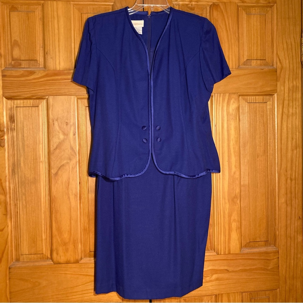 NWOT Jaclyn Smith Vintage 90s Dress Midi Career Blue Women's Size 14